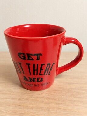 Indigo Get Out There and Earn Your Hot Cocoa Mug Red Large Coffee Cup Winter